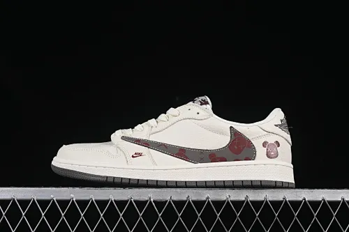 All categories Air Jordan Jordan series basketball shoes Air Jordan 1 Low High-end customized low-top sneakers Travis Scott x Fragment Design x Air Jordan 1 Low OG SP Joe 1 violent bear joint beige brown bear low-top cultural casual sneakers LD2025-004